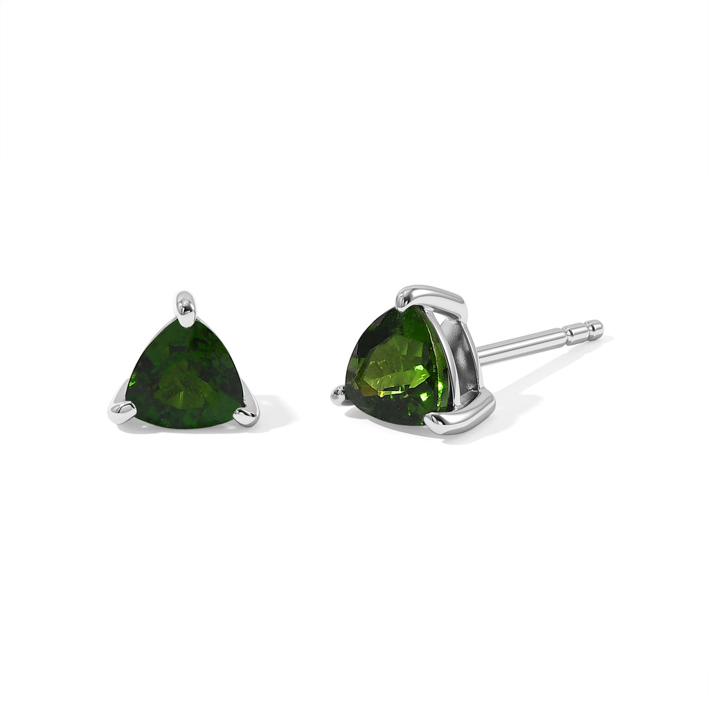 D'Joy - Natural Chrome Diopside Solitaire Stud Earring with Push Post in Platinum Overlay Sterling Silver 1.05 Ct._8810570