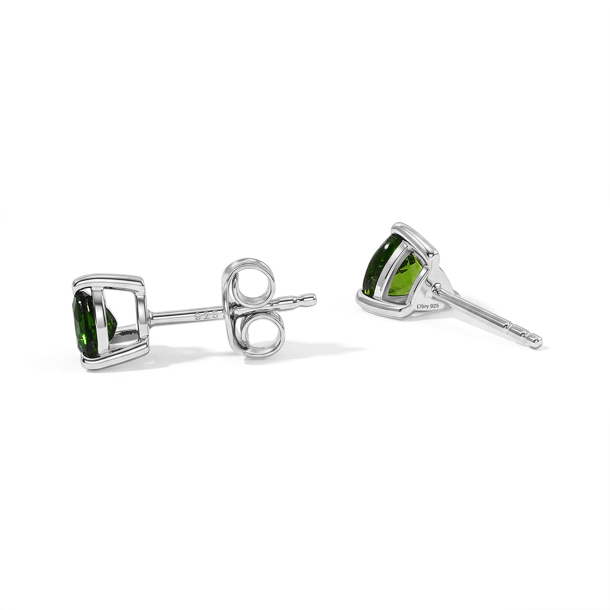 D'Joy - Natural Chrome Diopside Solitaire Stud Earring with Push Post in Platinum Overlay Sterling Silver 1.05 Ct. 8810570 3