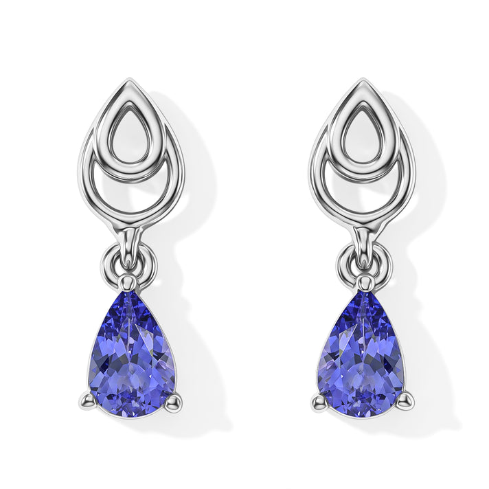 D'Joy - Premium Tanzanite Dangling Earring with Push Post in Platinum Overlay Sterling Silver 0.90 ct. 8811367 1