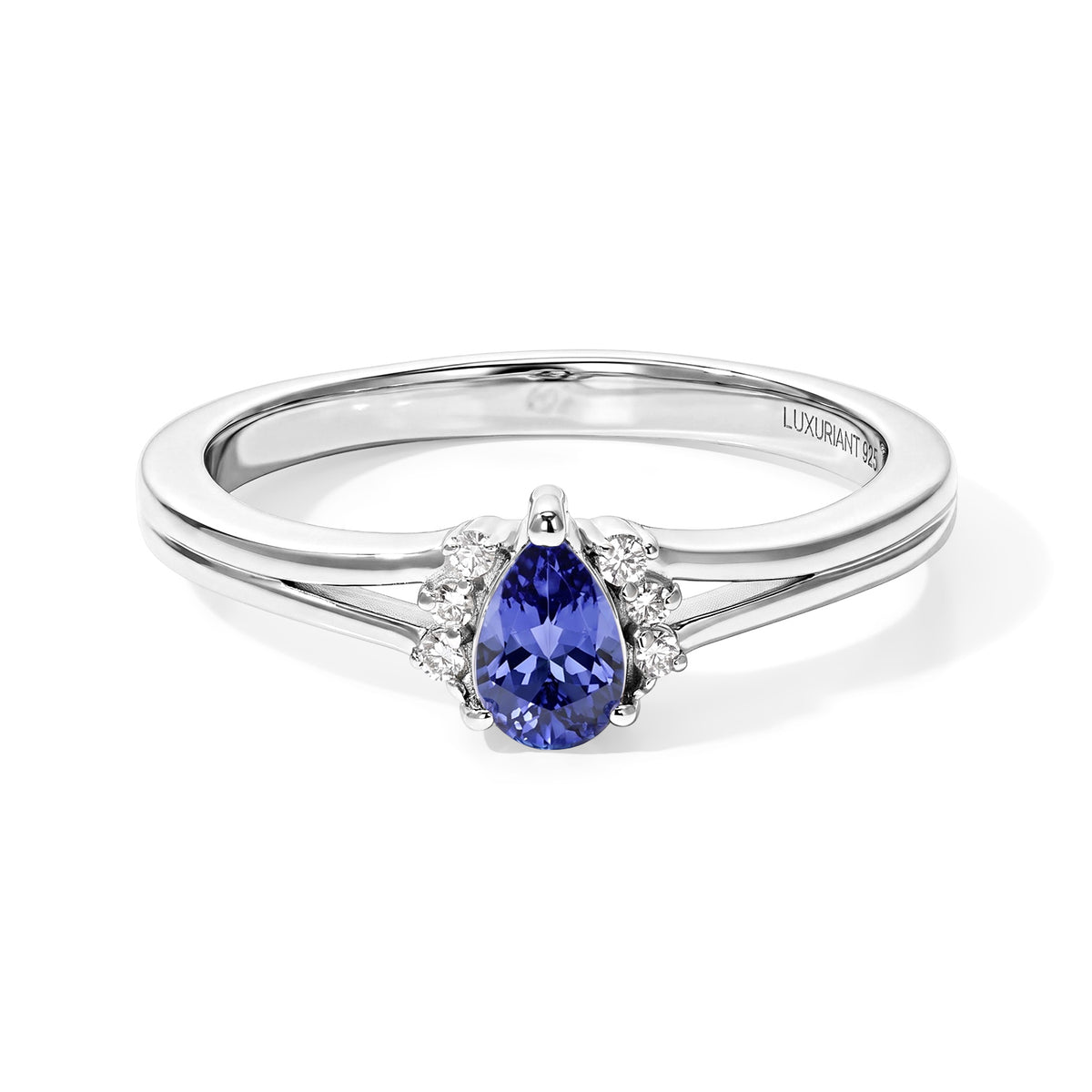 Luxuriant - Tanzanite &amp; Lab Grown Diamond (SI-G-H) Ring in Platinum Overlay Sterling Silver 0.45 Ct. 8811368 0