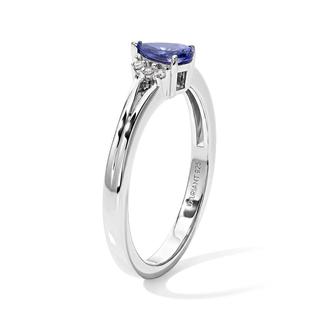 Luxuriant Tanzanite, Lab Grown Diamond Main Stone With Side Stone Ring in Platinum OverlaySterling Silver  0.438  Ct._8811368_3