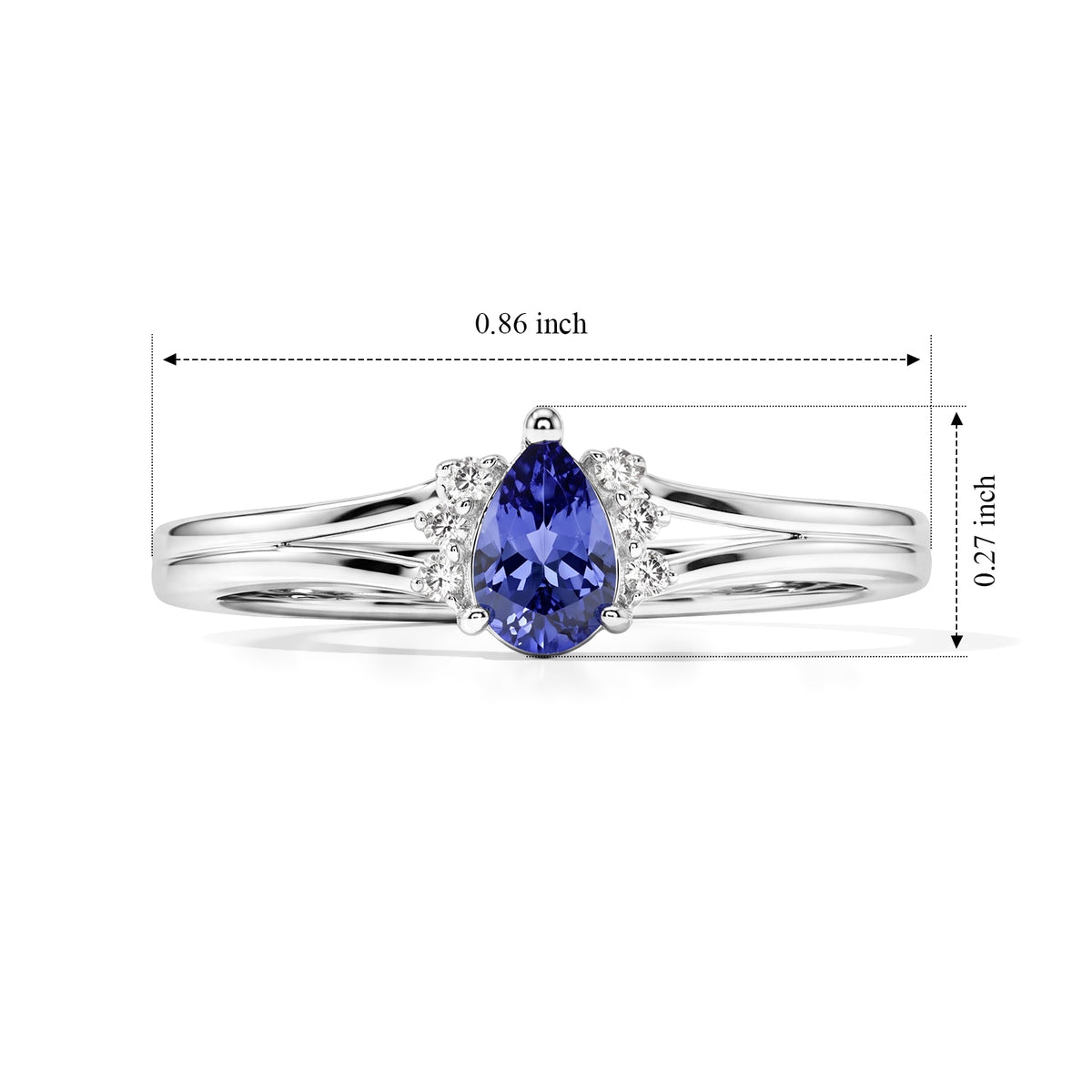 Luxuriant - Tanzanite &amp; Lab Grown Diamond (SI-G-H) Ring in Platinum Overlay Sterling Silver 0.45 Ct. 8811368 5