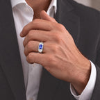 Luxuriant Tanzanite, Lab Grown Diamond Mens Ring in Rhodium OverlaySterling Silver  0.833  Ct._8811387_2