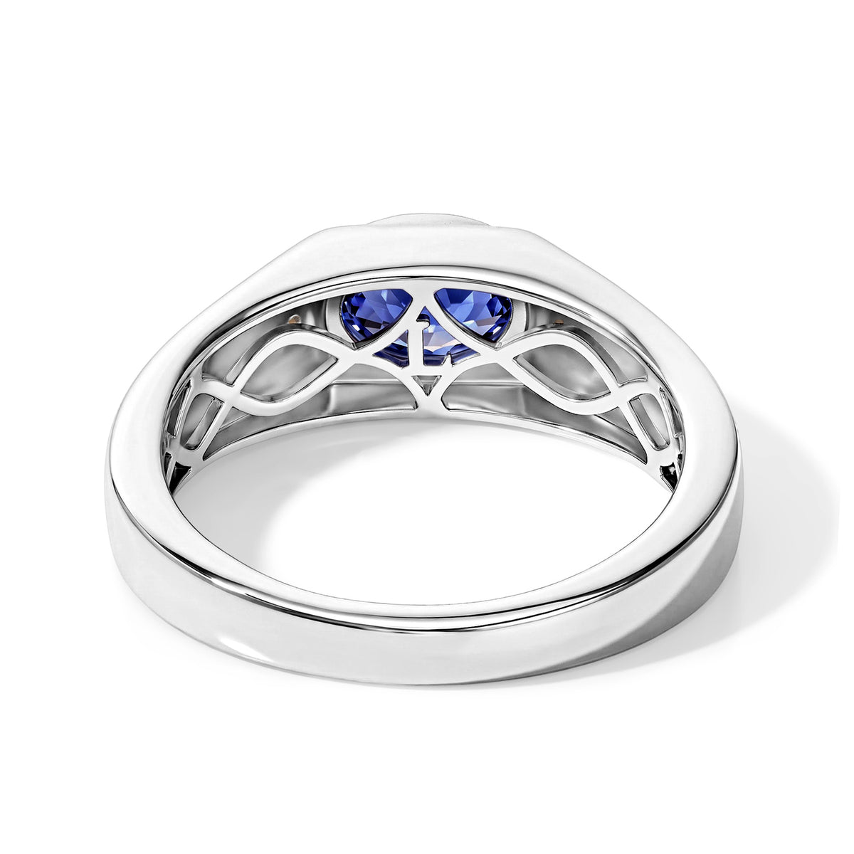 Luxuriant - Tanzanite &amp; Lab Grown Diamond (SI-G-H) Trilogy Ring in Rhodium Overlay Sterling Silver 0.80 Ct. 8811387 4