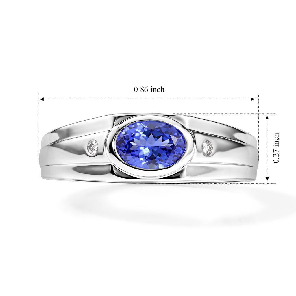 Luxuriant Tanzanite, Lab Grown Diamond Mens Ring in Rhodium OverlaySterling Silver  0.833  Ct._8811387_5