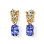 D'joy Tanzanite, White Zircon Solitaire Stud Push Post Earring Sterling Silver  0.994  Ct._8811397