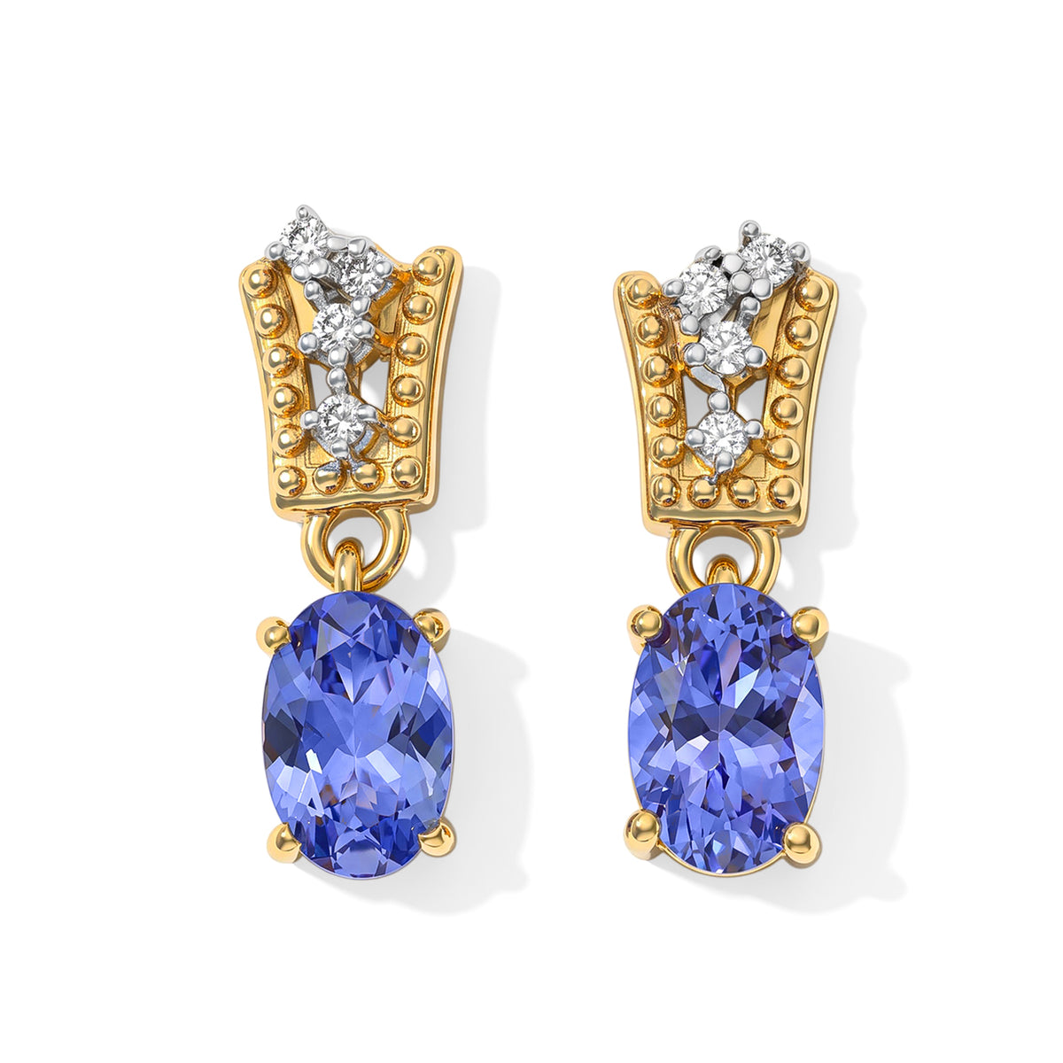 D'joy Tanzanite, White Zircon Solitaire Stud Push Post Earring Sterling Silver  0.994  Ct. 8811397 0