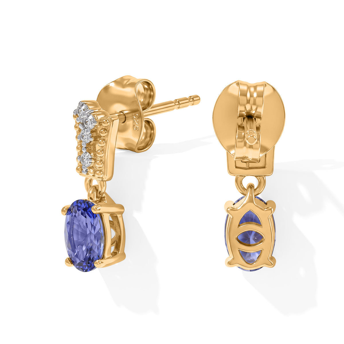 D'joy Tanzanite, White Zircon Solitaire Stud Push Post Earring Sterling Silver  0.994  Ct. 8811397 3