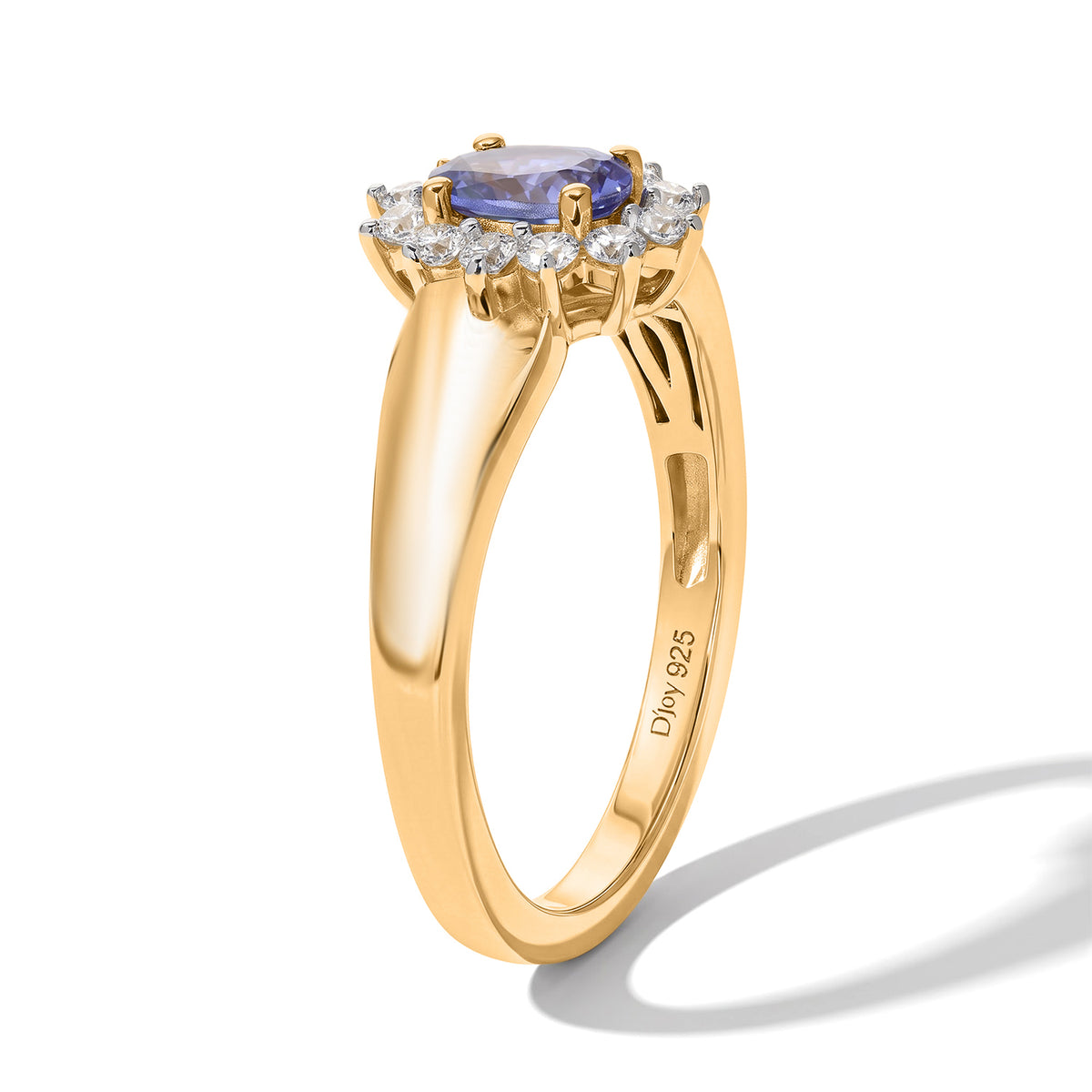 Live From Tanzania - D'Joy - Premium Tanzanite &amp; Natural White Zircon Halo Ring in Yellow Gold Plated Sterling Silver 0.80 Ct. 8811401 3
