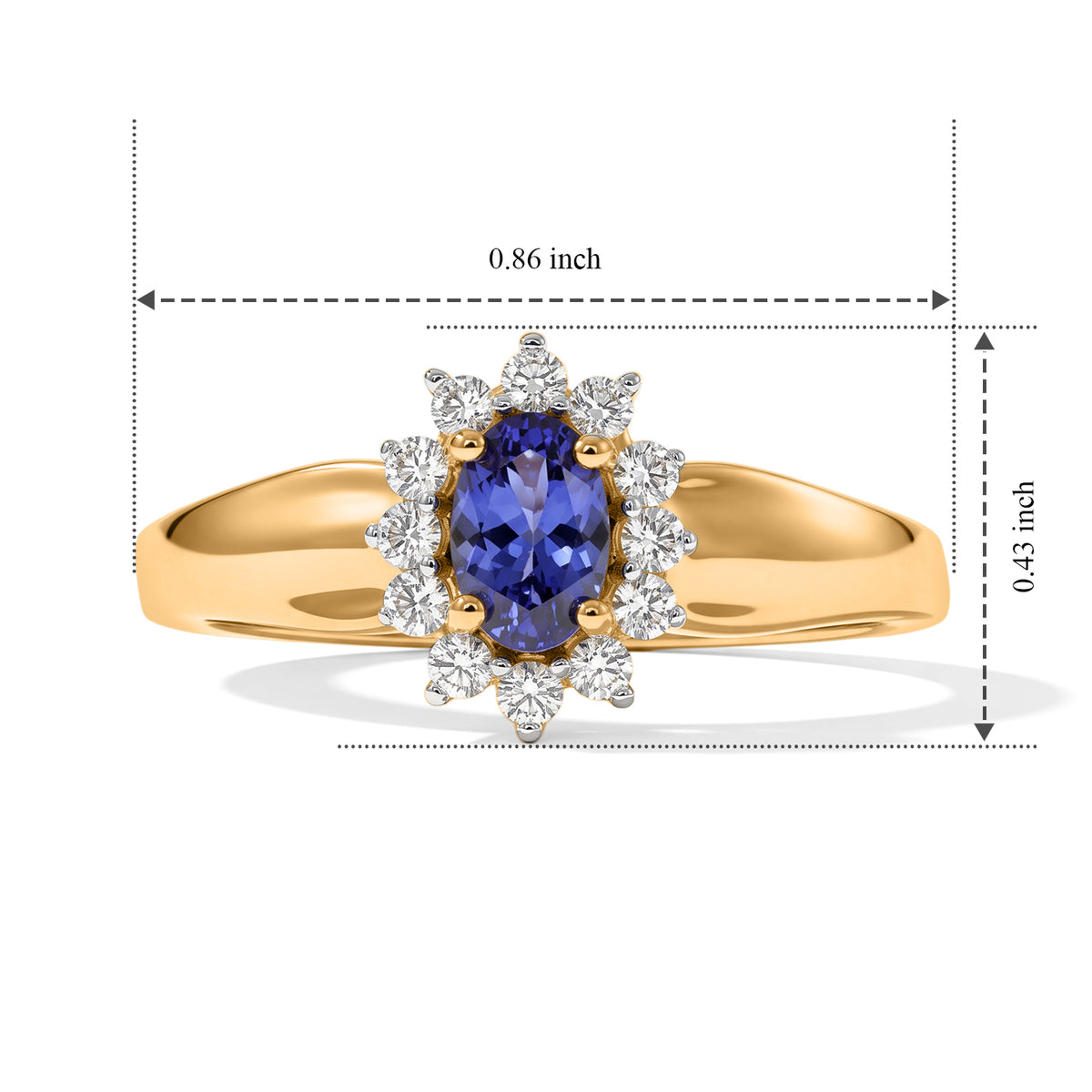 Live From Tanzania - D'Joy - Premium Tanzanite &amp; Natural White Zircon Halo Ring in Yellow Gold Plated Sterling Silver 0.80 Ct. 8811401 5