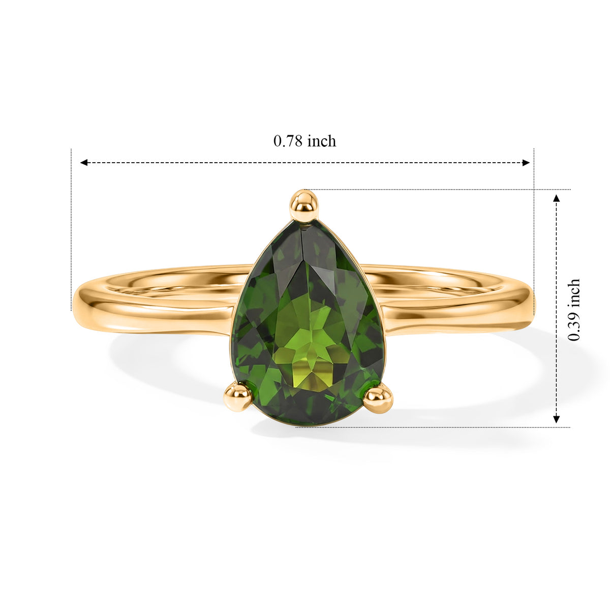 D'Joy - Natural Chrome Diopside Solitaire Ring in Yellow Gold Plated Sterling Silver 1.10 Ct. 8811841 5