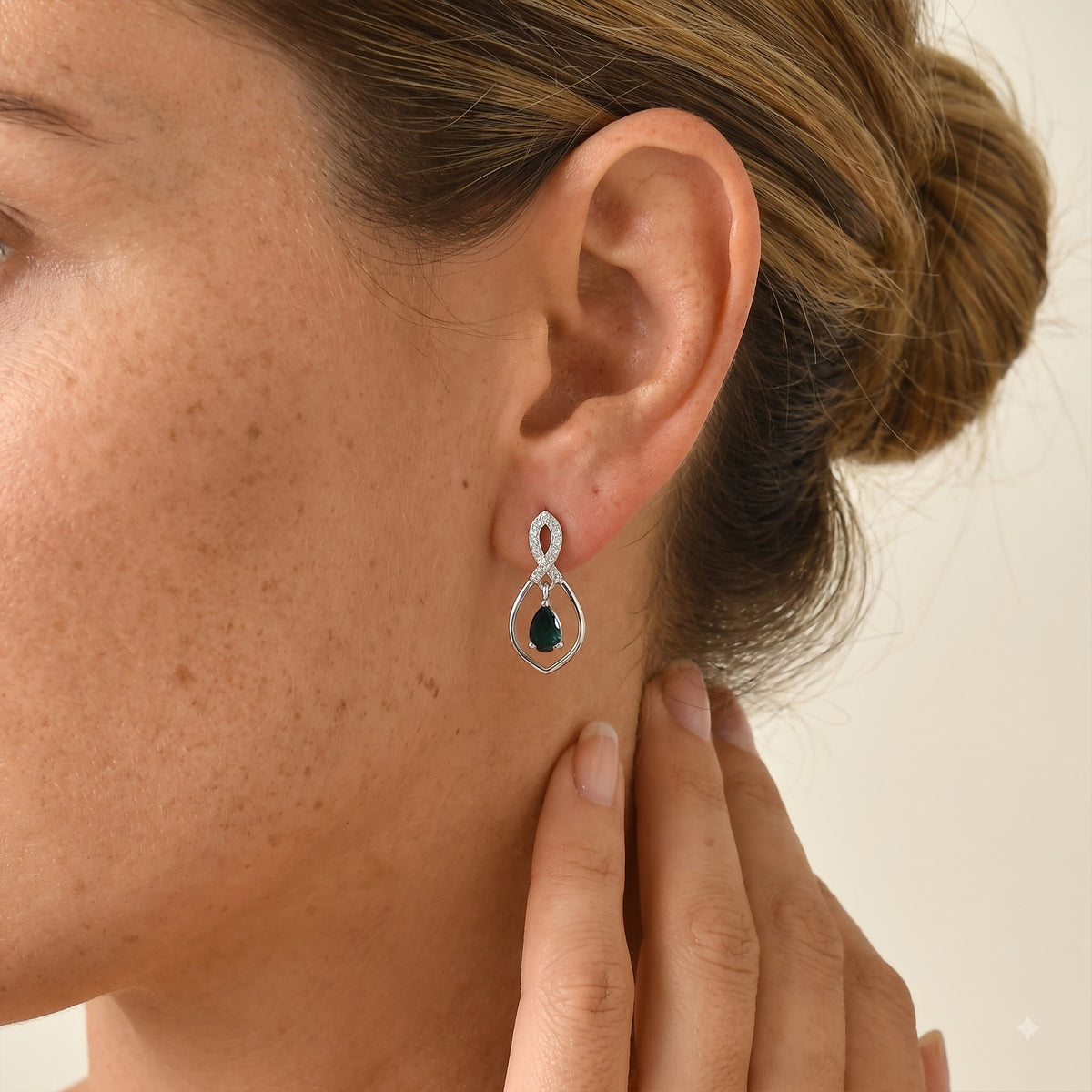 D'Joy - Grandidierite &amp; White Zircon Dangling Earring with Push Back in Platinum Overlay Sterling Silver 1.00 Ct. 8811864 2