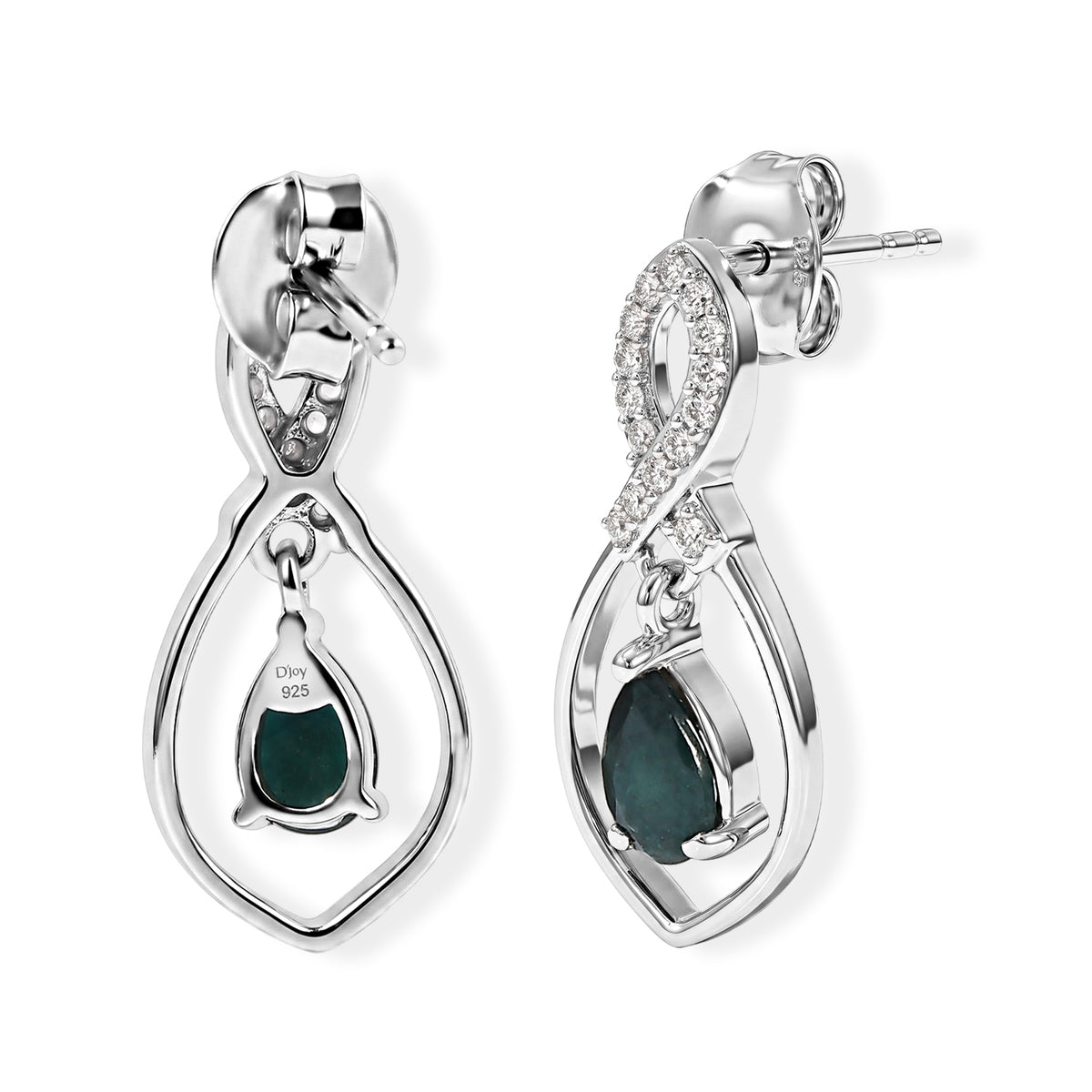 D'Joy - Grandidierite &amp; White Zircon Dangling Earring with Push Back in Platinum Overlay Sterling Silver 1.00 Ct. 8811864 3