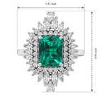 Luxuriant - AAA Lab Grown Columbian Emerald & White Zircon Halo Ring in Rhodium Overlay Sterling Silver 3.75 Ct._8813085_5