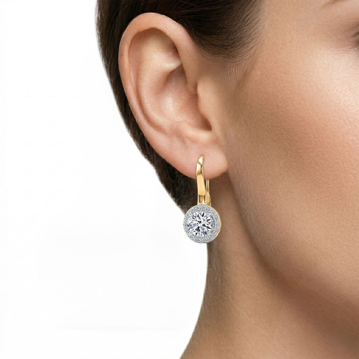 Luxuriant - SGL Certified Lab Grown Diamond Drop Earring with Lever Back in 18K Vermeil Yellow Gold Plated Sterling Silver 3.00 Ct. 8813206 2