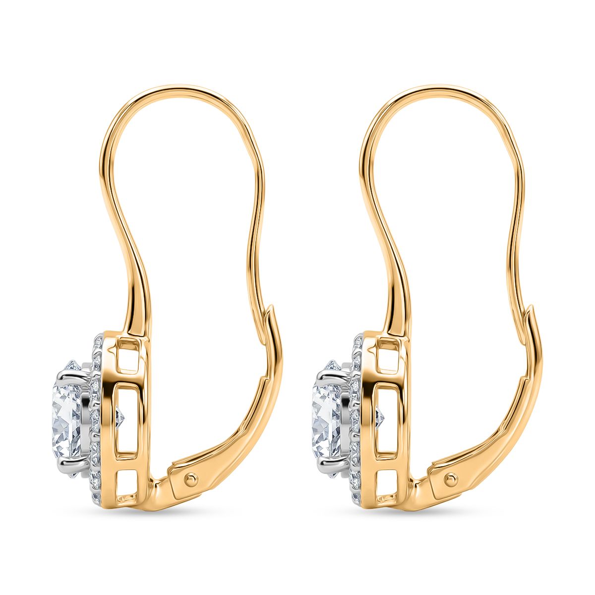 Luxuriant - SGL Certified Lab Grown Diamond Drop Earring with Lever Back in 18K Vermeil Yellow Gold Plated Sterling Silver 3.00 Ct. 8813206 3