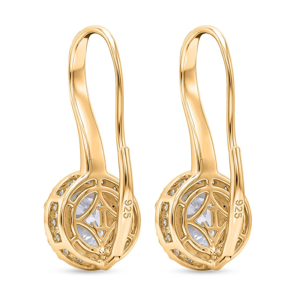 Luxuriant - SGL Certified Lab Grown Diamond Drop Earring with Lever Back in 18K Vermeil Yellow Gold Plated Sterling Silver 3.00 Ct._8813206_4