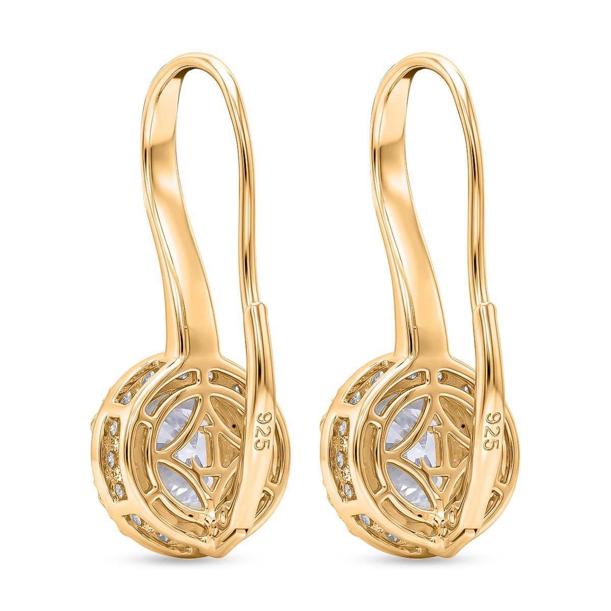 Luxuriant - SGL Certified Lab Grown Diamond Drop Earring with Lever Back in 18K Vermeil Yellow Gold Plated Sterling Silver 3.00 Ct. 8813206 4