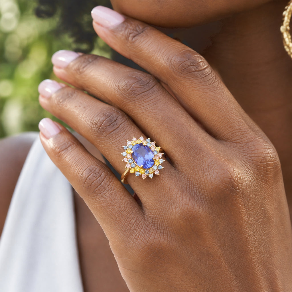 Tanzanite, Multi Gemstones Ring in 18K YG VermeilSterling Silver  2.190  Ct._8813452_1