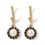 D'Joy - Fresh Water Pearl & Black Spinel Earring with Lever Back in Yellow Gold Plated Sterling Silver 2.20 Ct._8813774