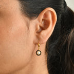 D'Joy - Fresh Water Pearl & Black Spinel Earring with Lever Back in Yellow Gold Plated Sterling Silver 2.20 Ct._8813774_1