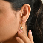 D'Joy - Fresh Water Pearl & Black Spinel Earring with Lever Back in Yellow Gold Plated Sterling Silver 2.20 Ct._8813774_2