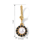D'Joy - Fresh Water Pearl & Black Spinel Earring with Lever Back in Yellow Gold Plated Sterling Silver 2.20 Ct._8813774_4
