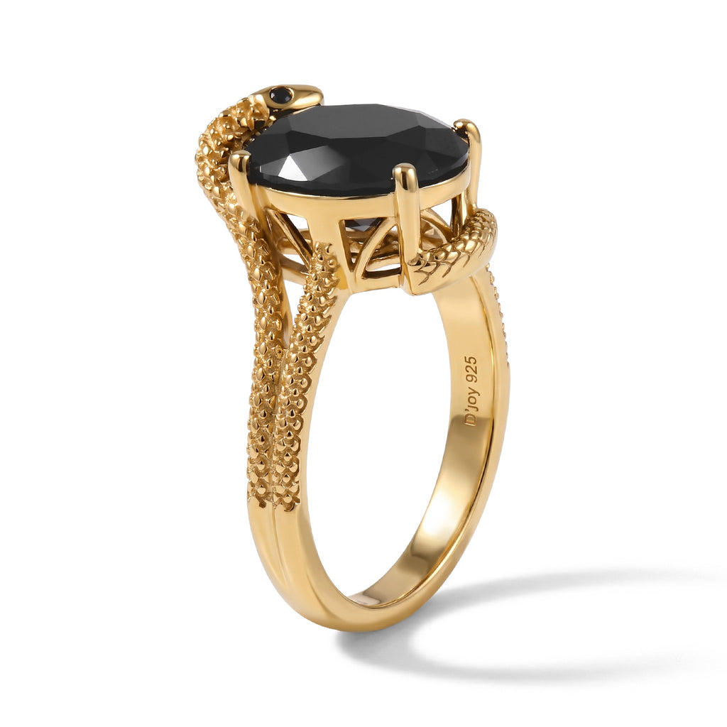 D'Joy - Black Spinel Living Creature Ring in Yellow Gold Plated Sterling Silver 4.60 Ct._8815725_3