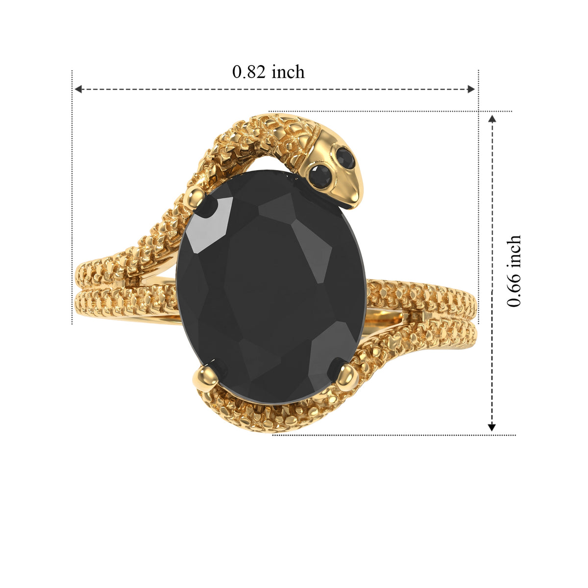D'Joy - Black Spinel Serpentine Ring in Yellow Gold Plated Sterling Silver 4.60 Ct. 8815725 5
