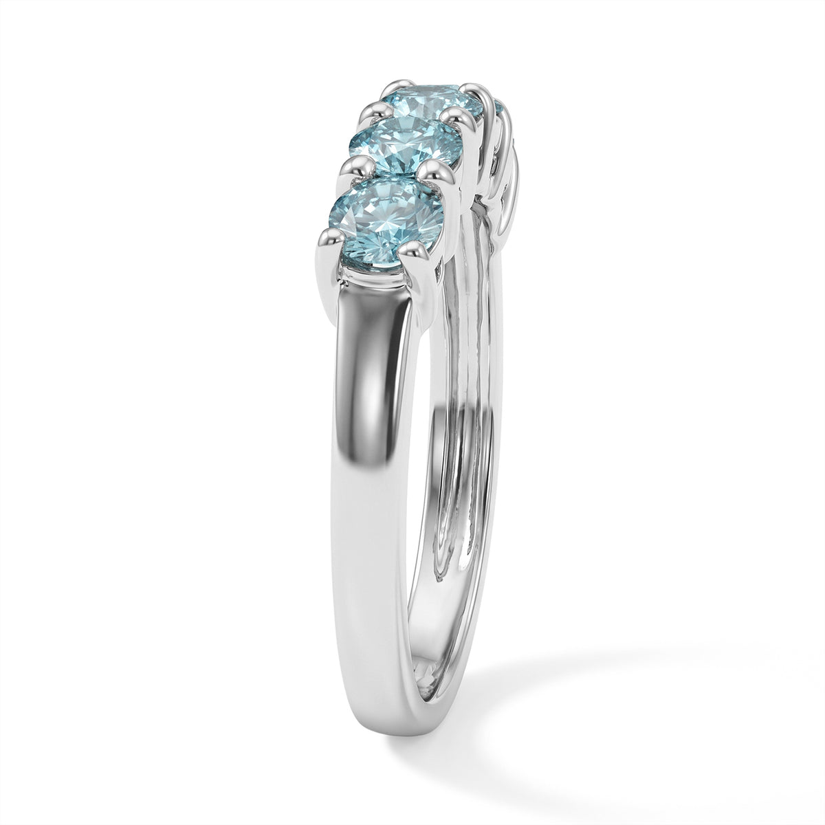 D'Joy - Green Moissanite 5 Stone Ring in Rhodium Overlay Sterling Silver 1.50 Ct. 8817951 3