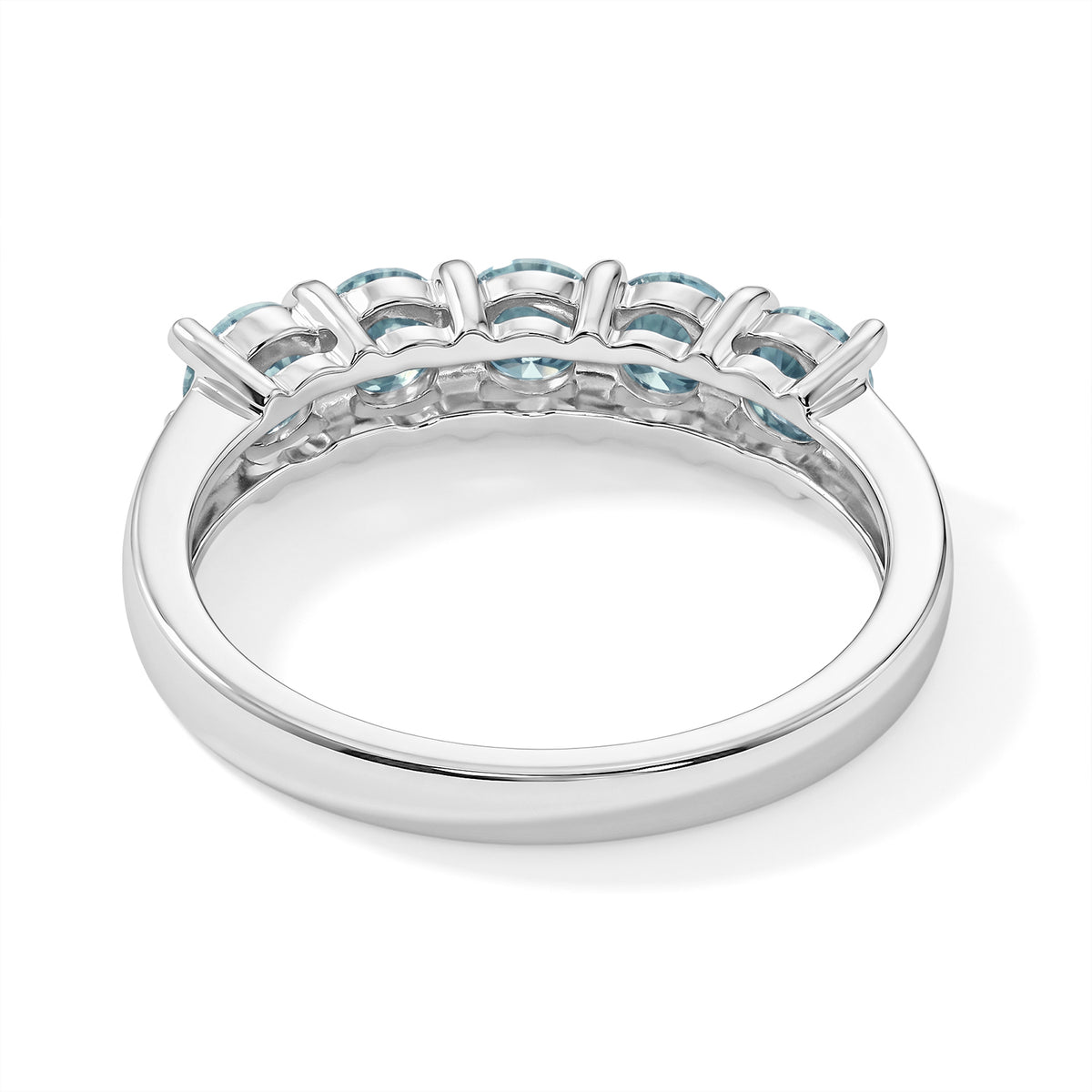D'Joy - Green Moissanite 5 Stone Ring in Rhodium Overlay Sterling Silver 1.50 Ct. 8817951 4