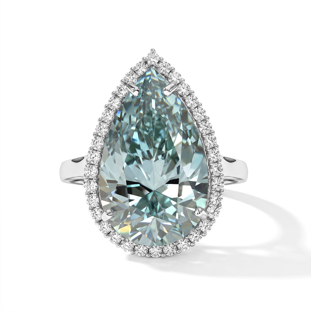 D'joy Green Moissanite, Moissanite Ring in Rhodium OverlaySterling Silver  10.640  Ct._8817963