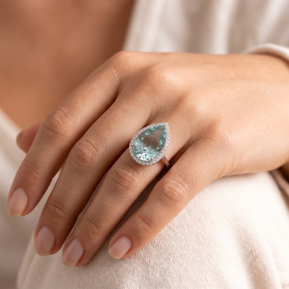 D'Joy - Green Moissanite &amp; Moissanite Halo Ring in Rhodium Overlay Sterling Silver 10.65 Ct. 8817963 1