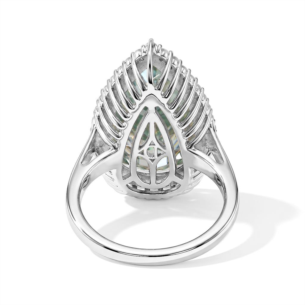 D'joy Green Moissanite, Moissanite Ring in Rhodium OverlaySterling Silver  10.640  Ct._8817963_4