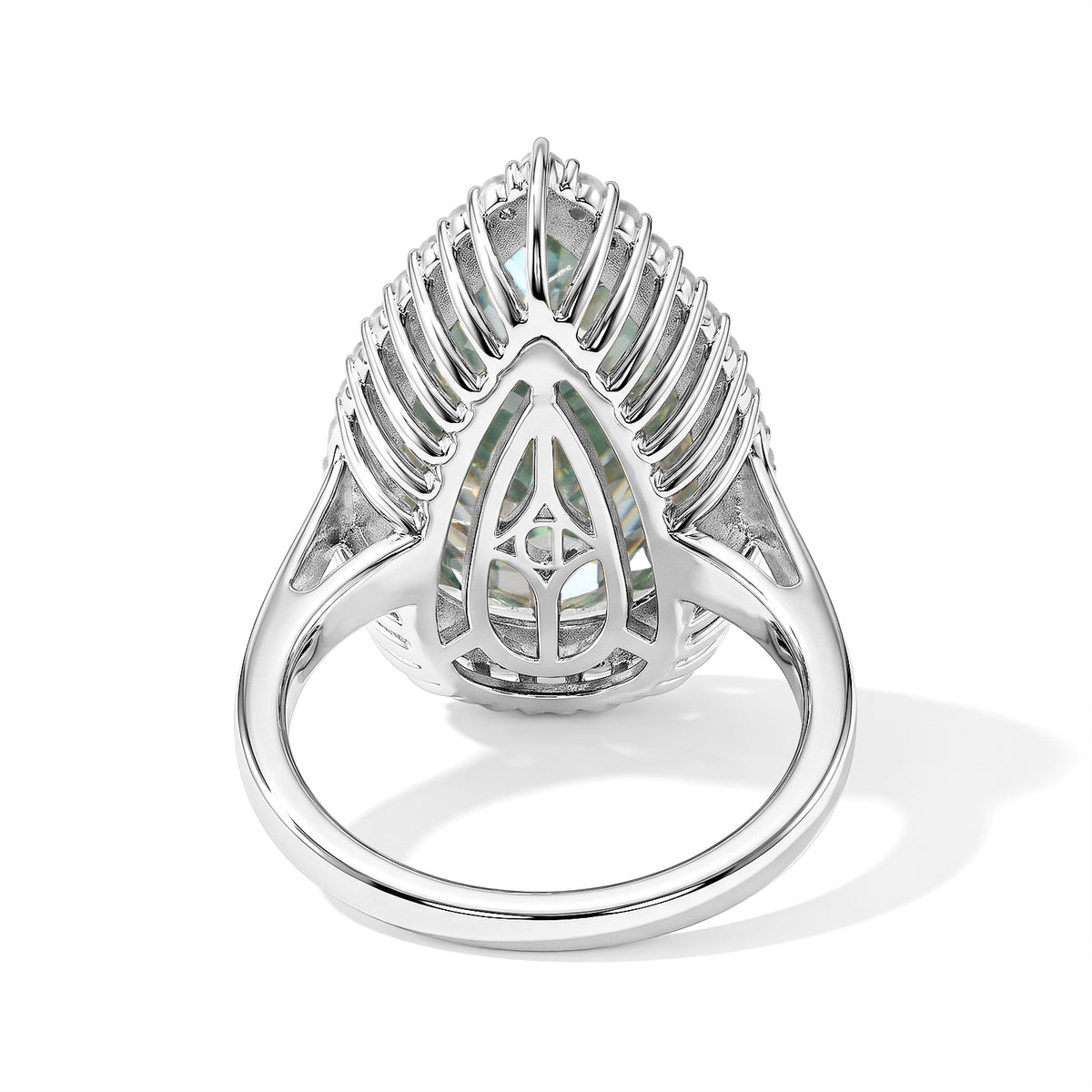 D'Joy - Green Moissanite &amp; Moissanite Halo Ring in Rhodium Overlay Sterling Silver 10.65 Ct. 8817963 4