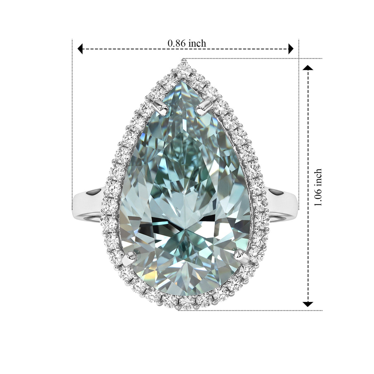 D'Joy - Green Moissanite &amp; Moissanite Halo Ring in Rhodium Overlay Sterling Silver 10.65 Ct. 8817963 5