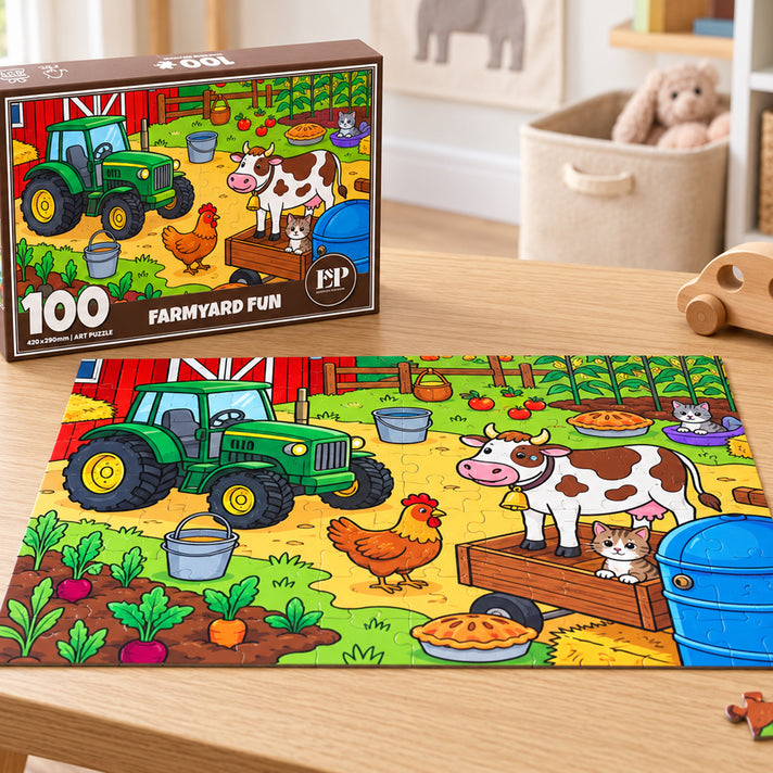 Farm Animals 100 Piece Jigsaw Puzzle for Kids - Green 8818151 1