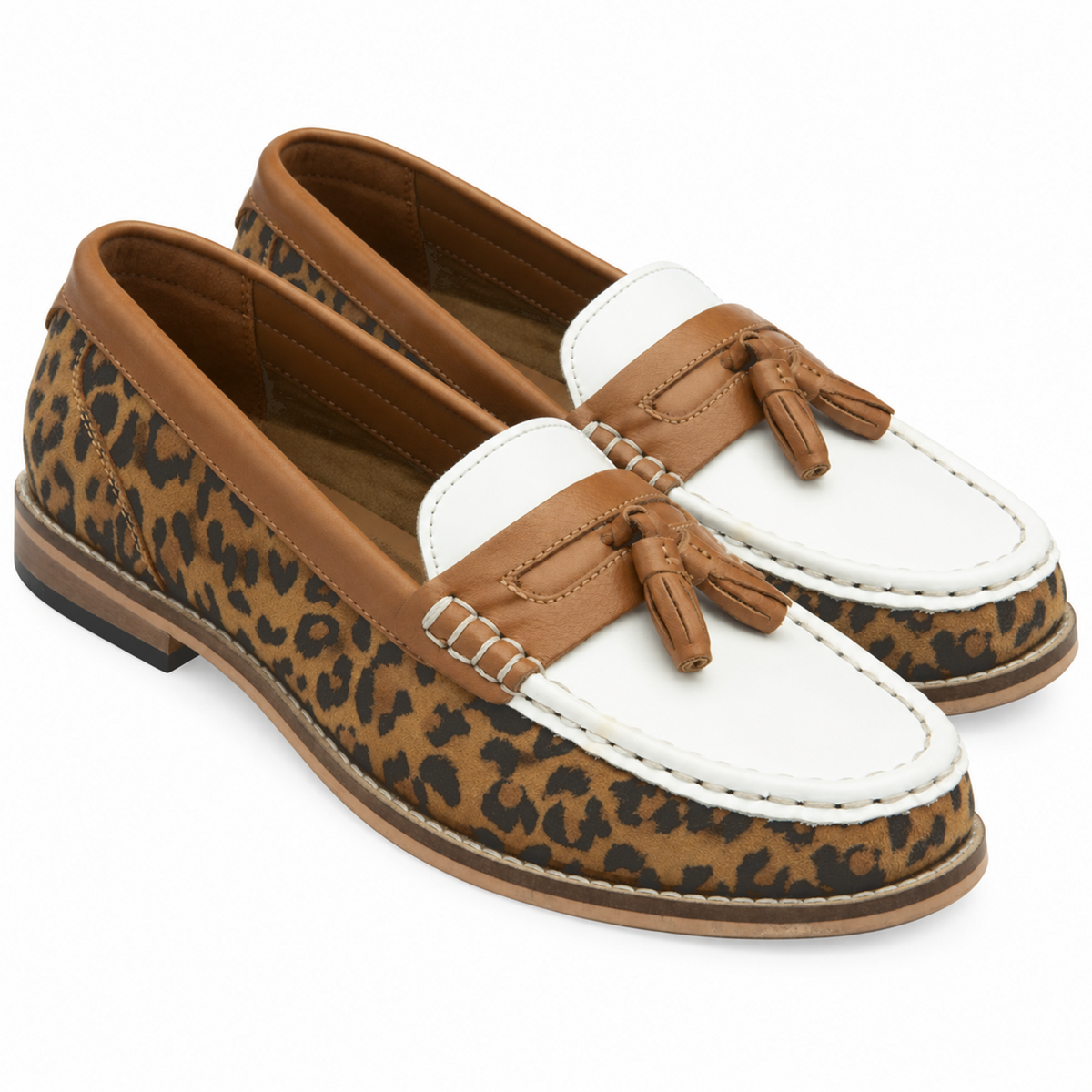 Ravel Premium Leather Women'S Airton Leopard Print Tassel Slip-On Loafers (Size 5) - Tan 8818186 0