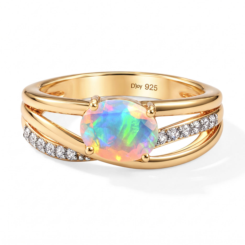 D'joy Ethiopian Opal, Zircon Fancy Ring Sterling Silver  0.890  Ct._8819950