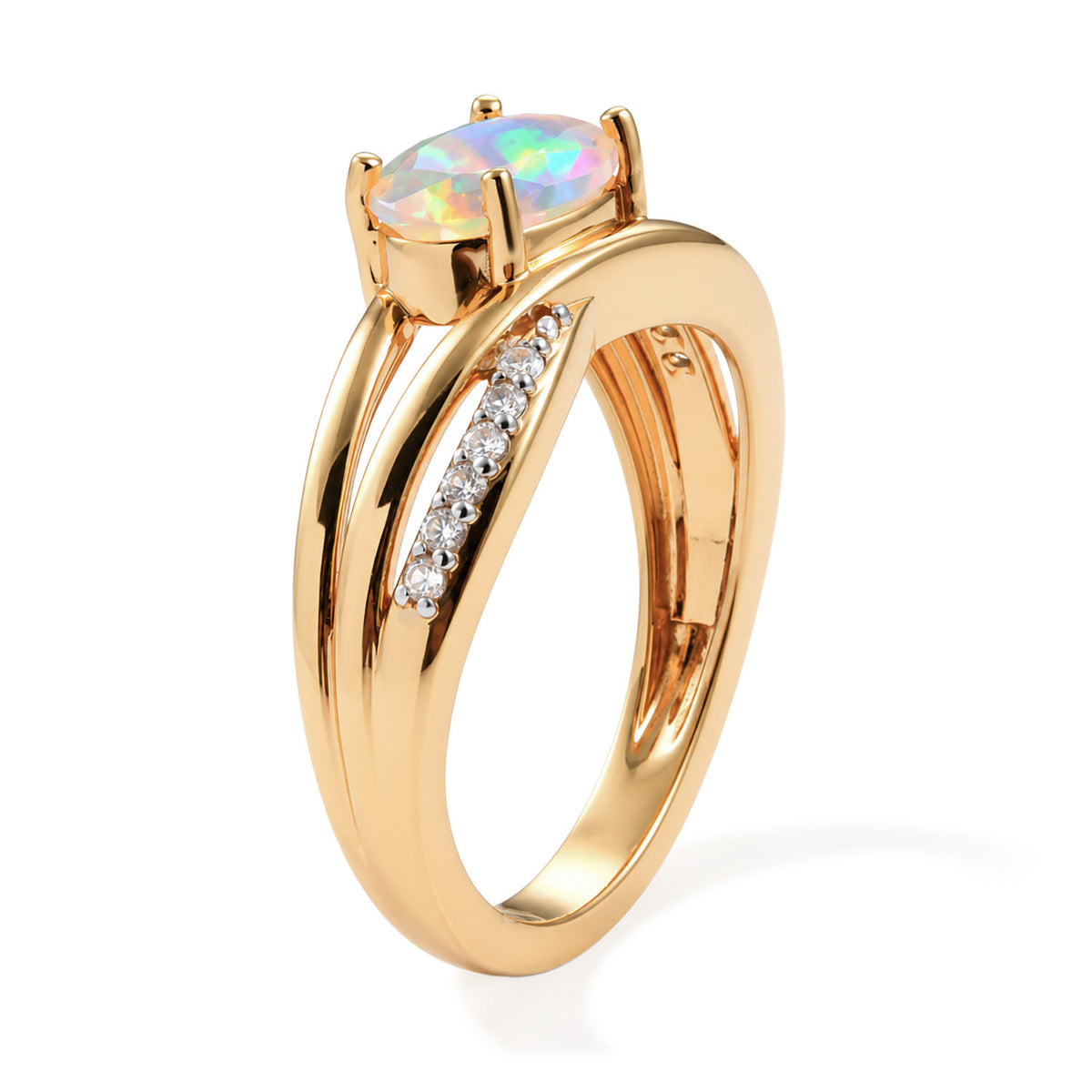 D'Joy Ethiopian Opal East-West Solitaire Ring in 18K Vermeil Yellow Gold Sterling Silver 8819950 3