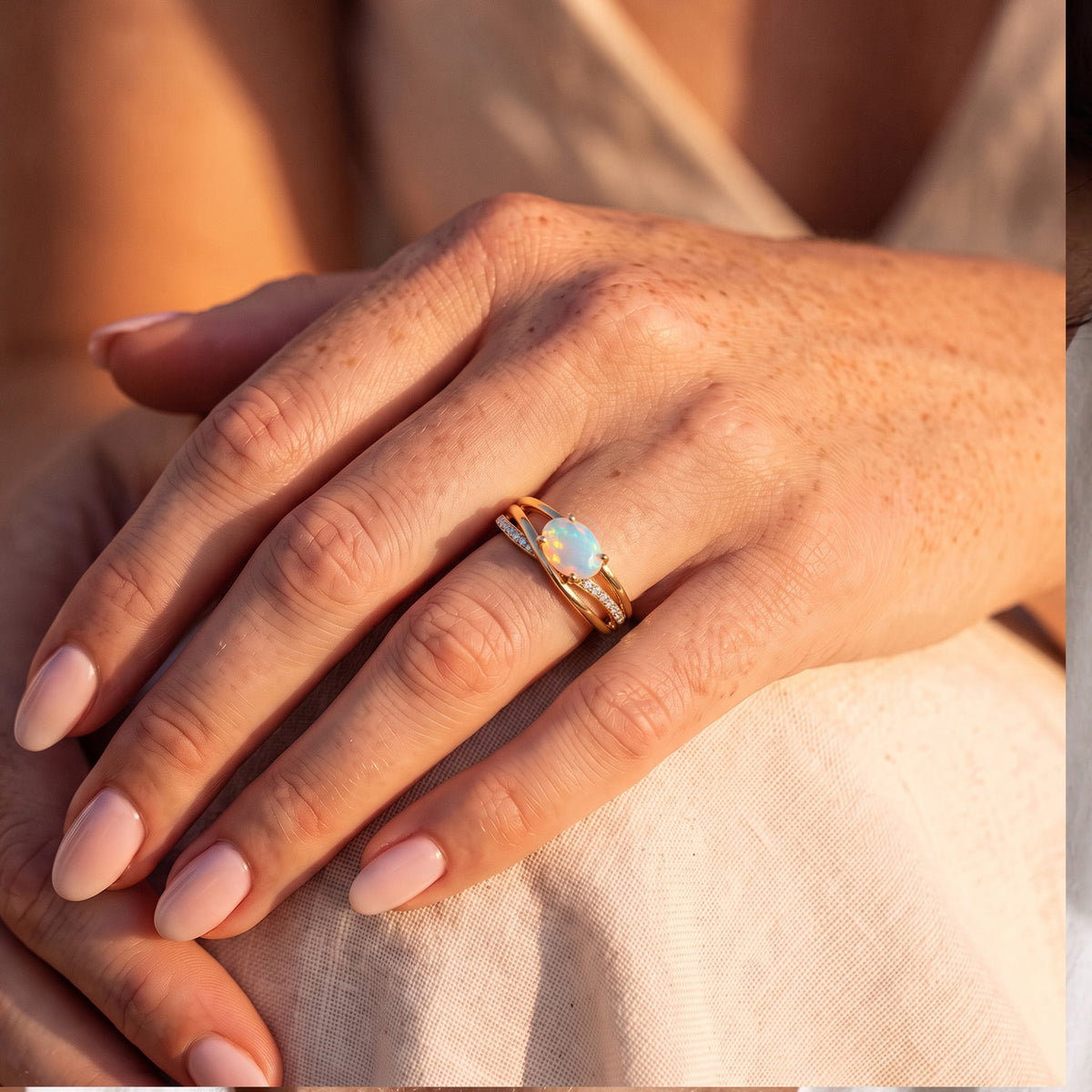 D'Joy Ethiopian Opal East-West Solitaire Ring in 18K Vermeil Yellow Gold Sterling Silver 8819950 4