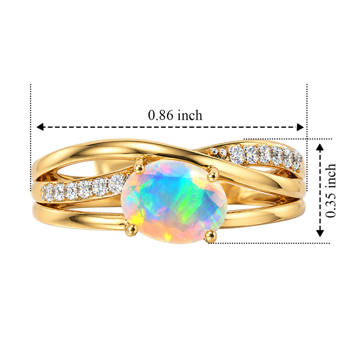 D'Joy Ethiopian Opal East-West Solitaire Ring in 18K Vermeil Yellow Gold Sterling Silver 8819950 6