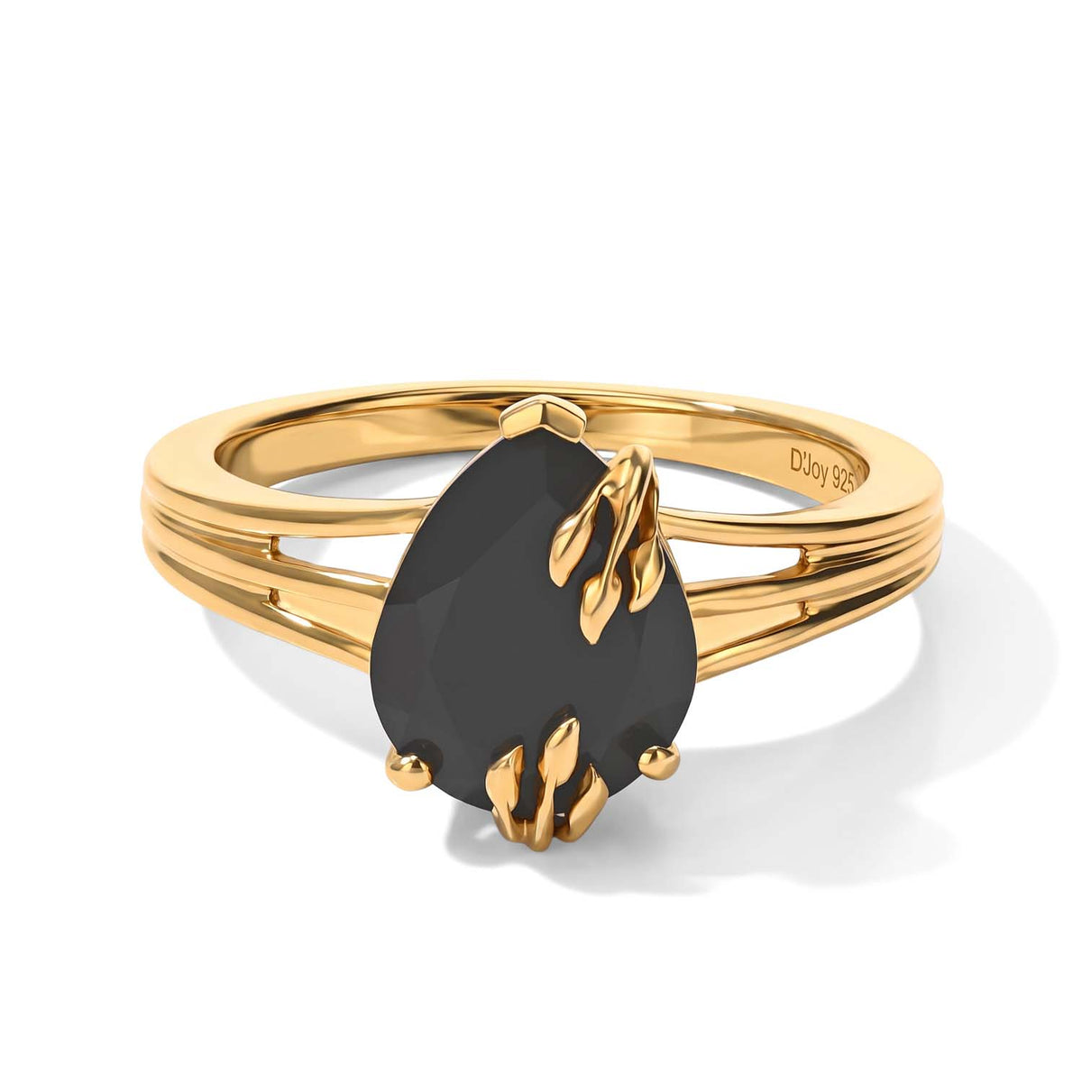 D'Joy - Black Spinel Solitaire Ring in Yellow Gold Plated Sterling Silver 3.10 Ct. 8821361 0