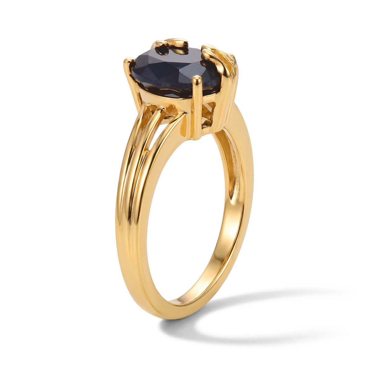 D'Joy - Black Spinel Solitaire Ring in Yellow Gold Plated Sterling Silver 3.10 Ct. 8821361 3