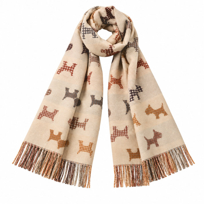 QED London Dog Print Scarf (Free Size) - Ivory 8821753 2