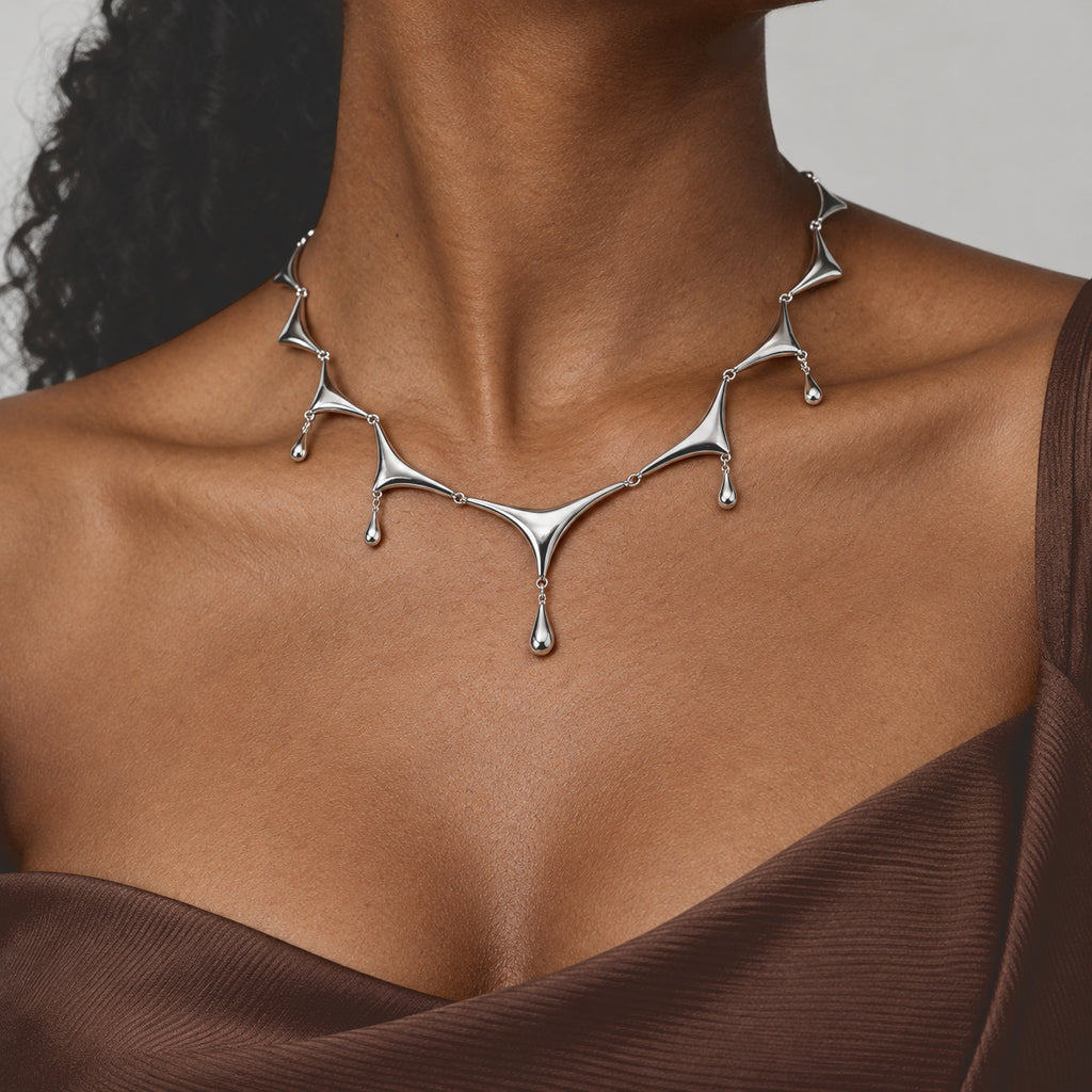 Lucy Q - Adjustable Drip Necklace (Size - 16+4 Ext), Silver Wt. 46.00 Gms_8822993_1