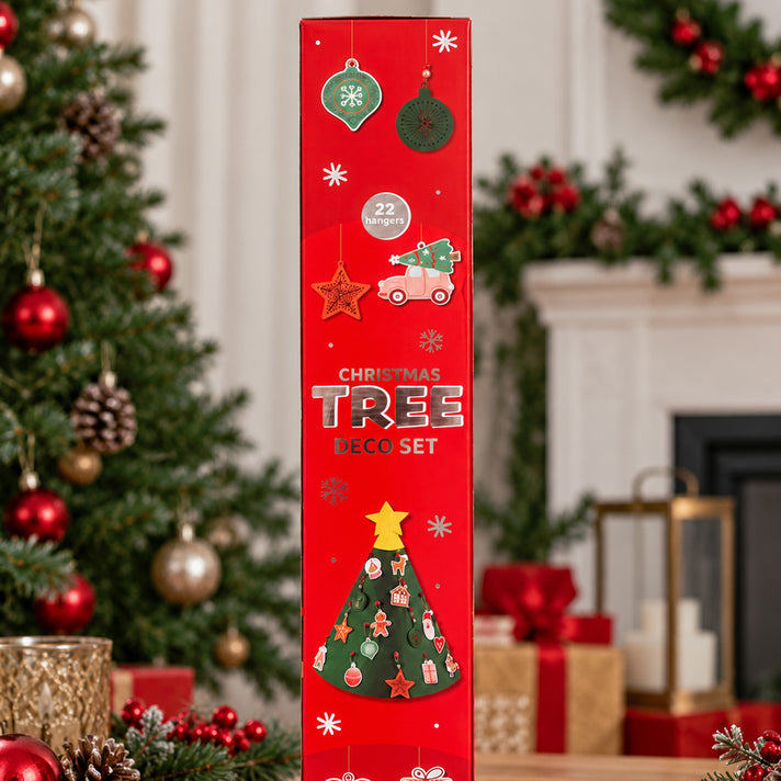 DIY Felt Christmas Tree Decoration Set with 22 Hanging Ornaments - Red 8823256 1