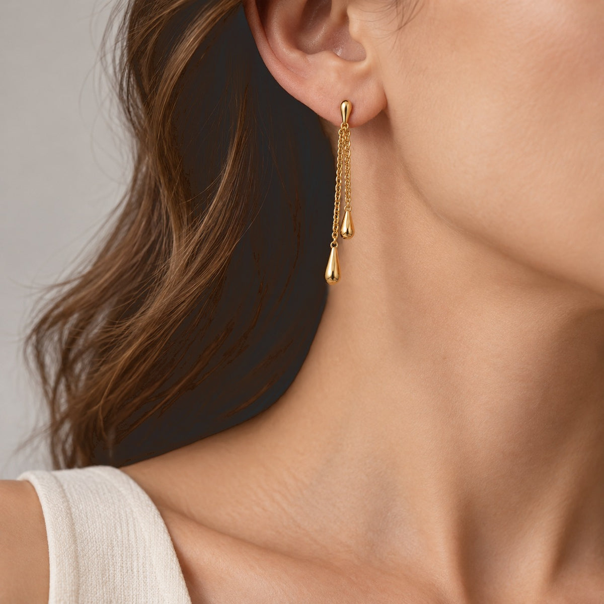 Lucy Q - Double Teardrop Earring in Yellow Gold Plated Sterling Silver 8823273 1