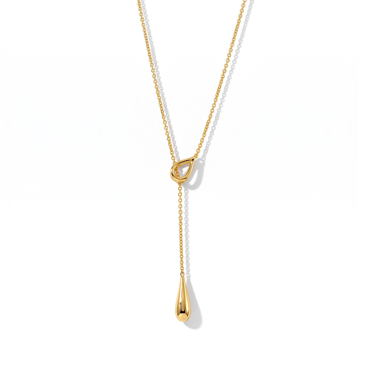 Lucy Q - Teardrop Lariat Necklace (Size - 18) in Yellow Gold Plated Sterling Silver 8823274 0