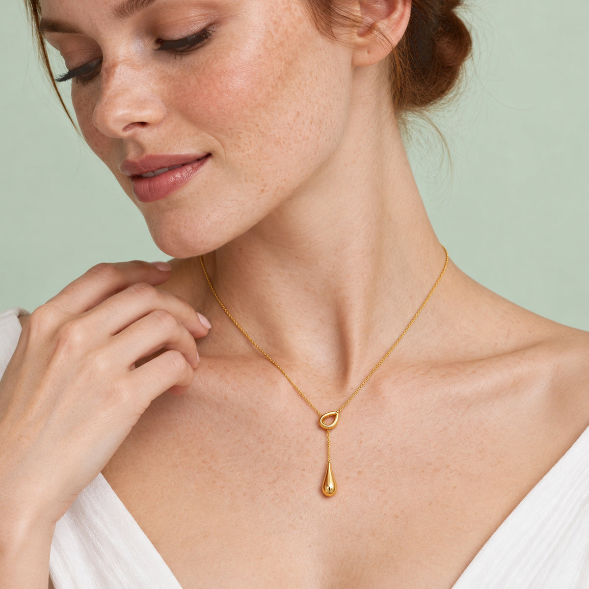 Lucy Q - Teardrop Lariat Necklace (Size - 18) in Yellow Gold Plated Sterling Silver 8823274 2